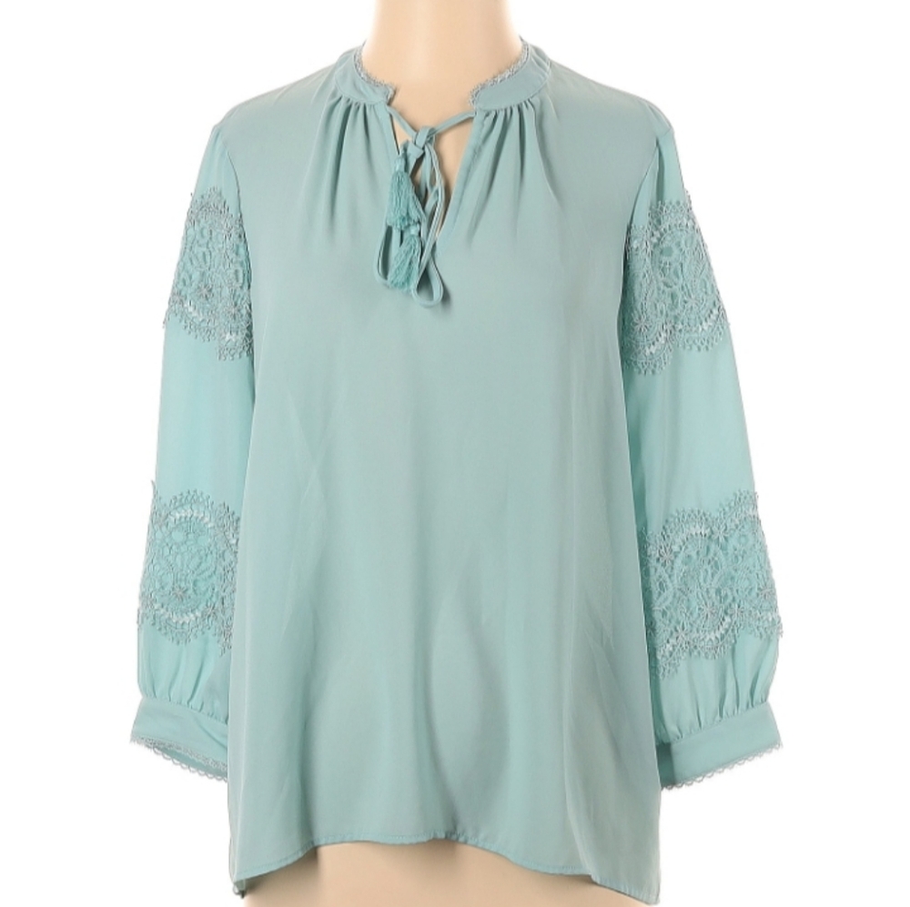 KARL LAGERFELD Chiffon Lace Blouse Shirt Women's Size Small